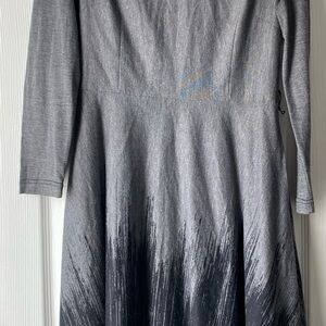 Adrianna Papell Gray A-Line Long Sleeve Dress